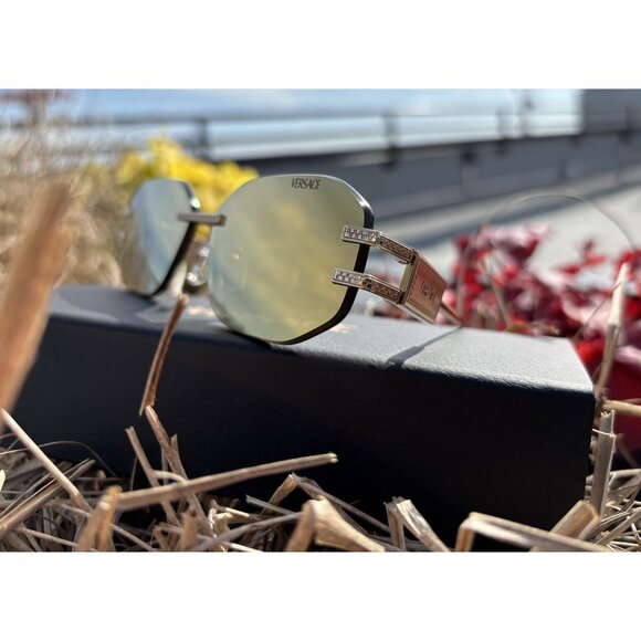 Versace VE2274 10027P Gold/Brown Mirror Gold Oval Women Sunglasses Authentic main image 6